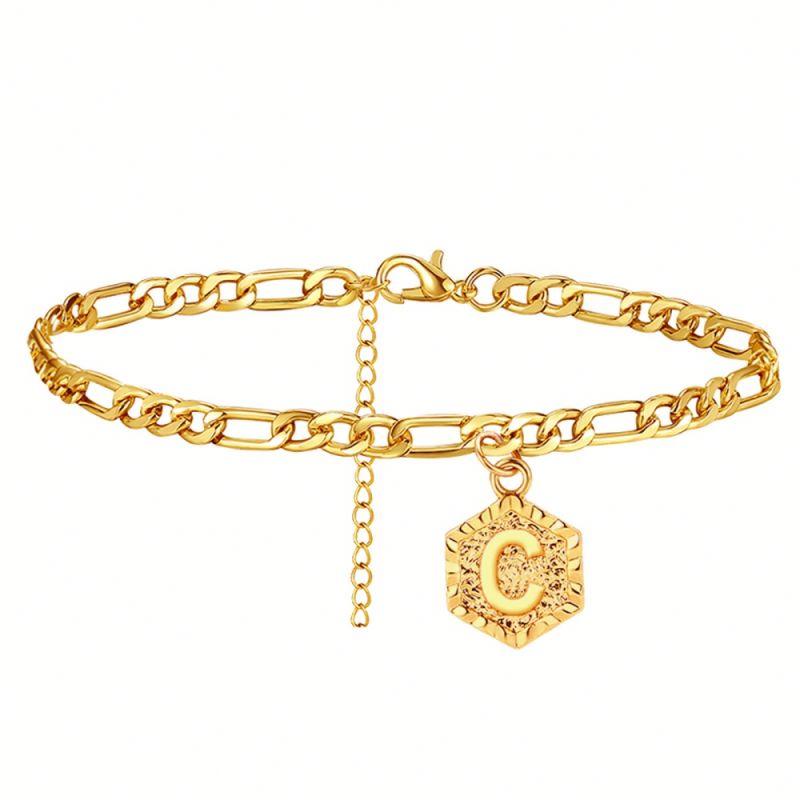 YBcustom Initial Letter Ankle Bracelet Alphabet Anklets for Women Foot Chain Beach Leg Bracelets