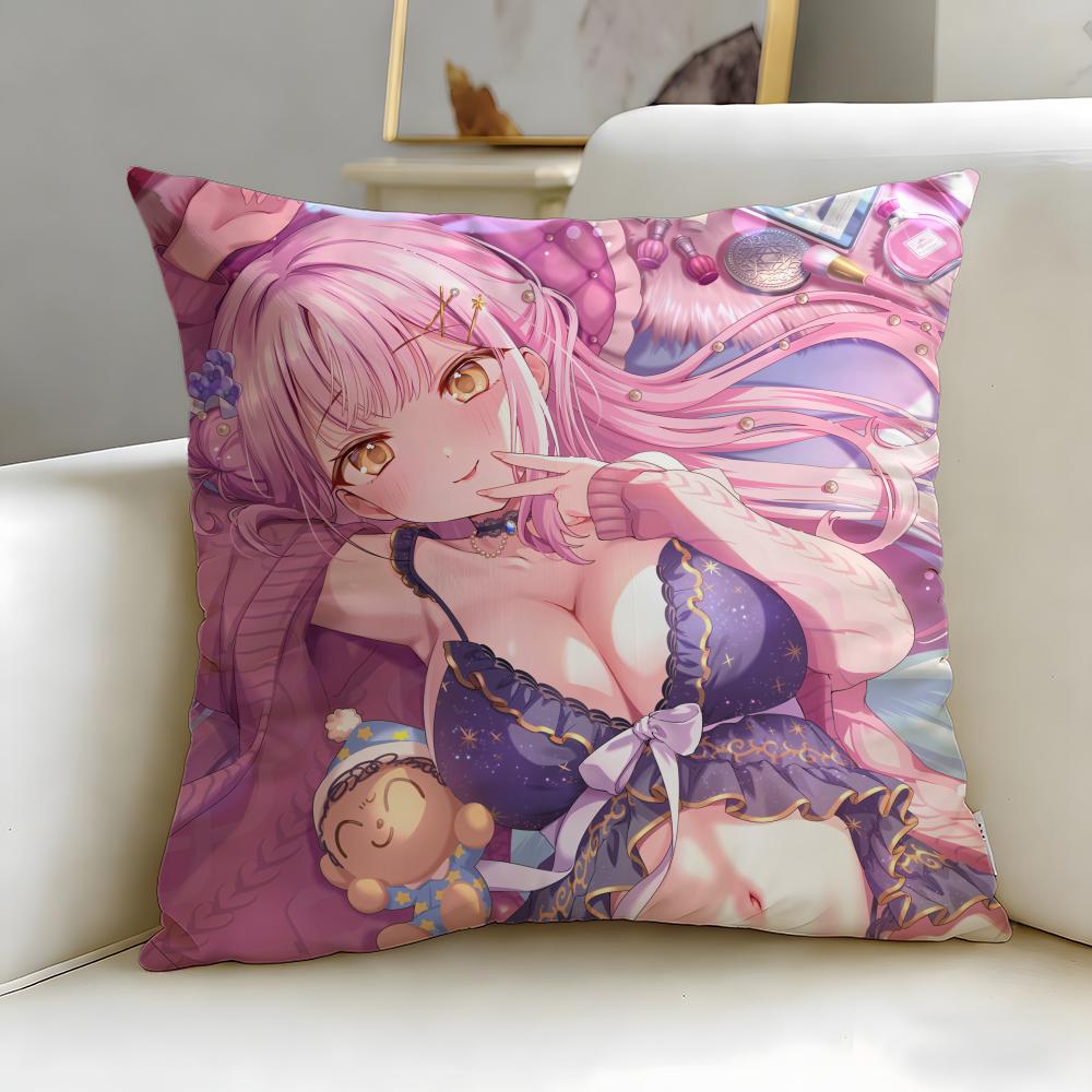 Popular Anime Character Misono Mika Cushion Cover Soft  EasyWash Pillow Case  Versatile for Couch Bed Travel and Office