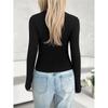 Women's Fashion Long Sleeve Solid Color Basic Pullover U Neck Top