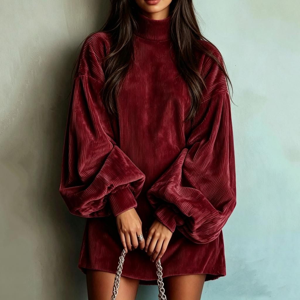 Women's Casual Loose Fit Long Sleeve Pullover Dress for Everyday Wear