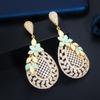 Vintage Elegant Luxury Cutout Oil Drop Flower Clear CZ Earrings for Women 925 Silver Needle Trendy Jewelry Valentine's Day Gift