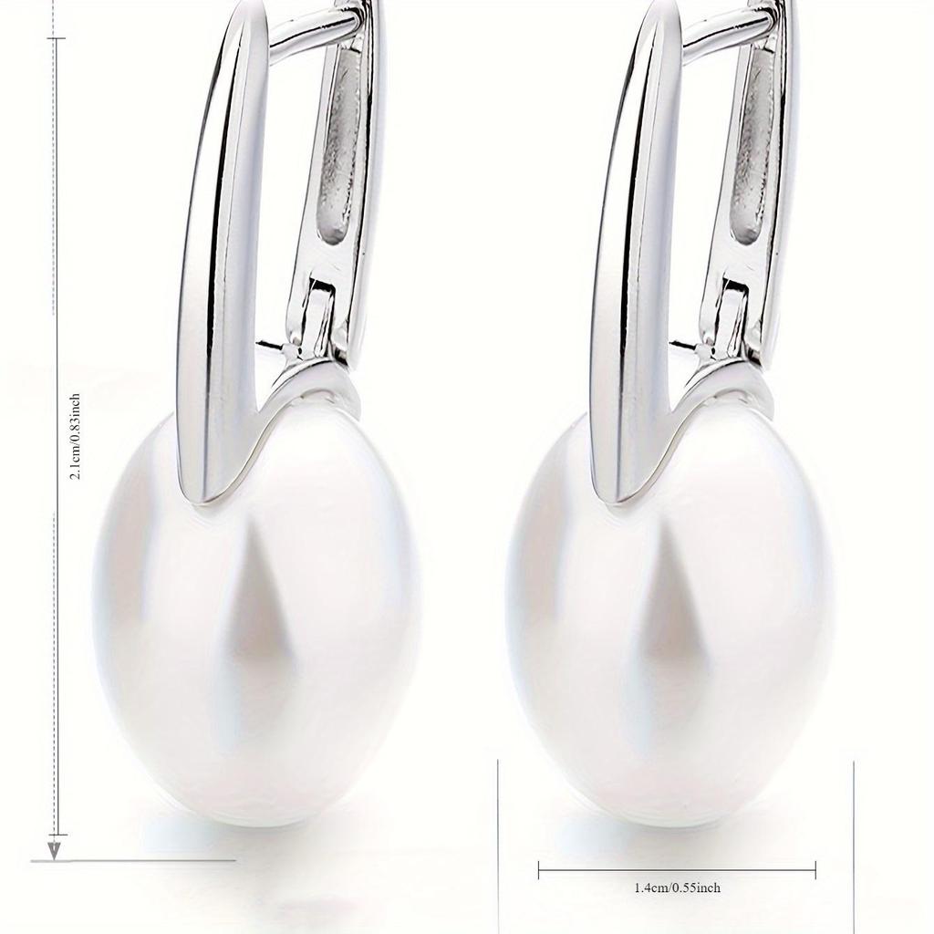 Classic luxury zircon earrings imitating pearl women's ear buckles earrings