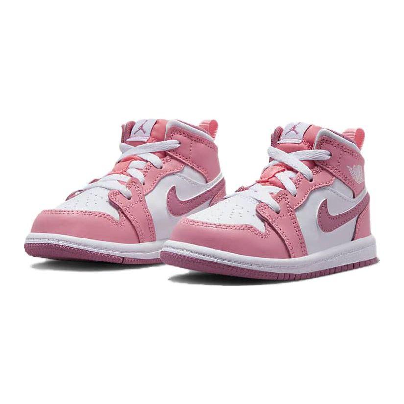 Air Jordan 1 Mid TD Valentines Day 2023 Baby Sneakers Pink Coral-Chalk Desert-Berry DQ8425-616