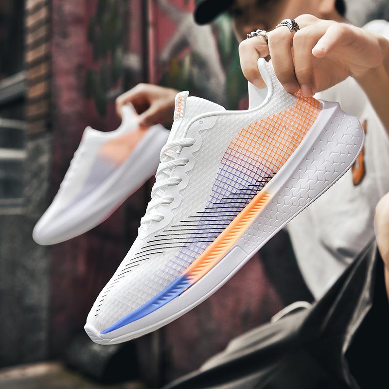 Мужские удобные ультрамягкие и дышащие кроссовки на шнуровке 45 белый/фиолетовый — фото 13