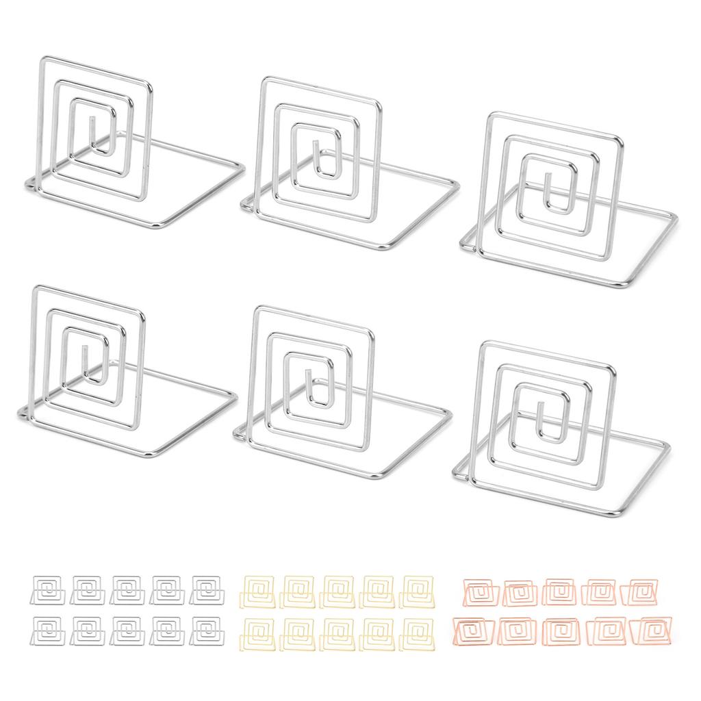 10Pcs Business Card Holder Mini Cute Metal Desktop Message Display Stand for Table Number Photo Memo