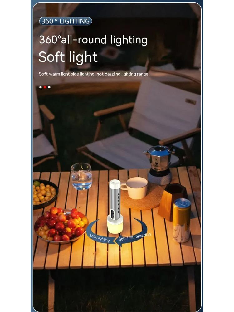 LED Double Light Flashlight Rechargeable Handheld Torch 5 Lighting Modes Outdoor Home Emergency Warning Camping Tool Lights