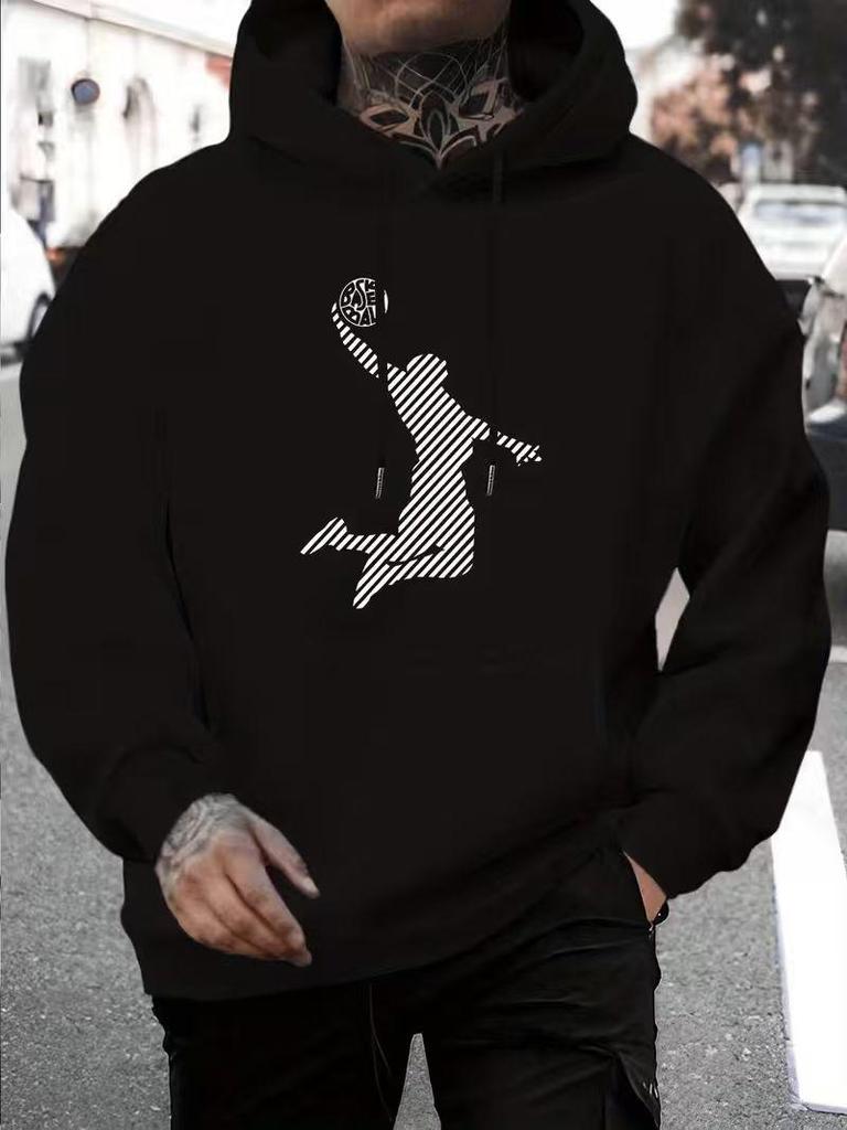 Cross-Border Men's & Women's Loose Fit Print Hoodie - European & American Style, Drop Shoulder, Spring & Autumn.