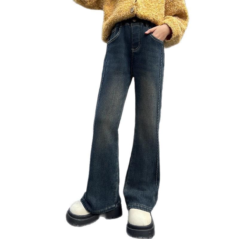 Girls' High-Waisted Retro Flared Jeans - Spring & Autumn