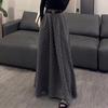 Plus Size Grey Retro Polka Dot Women's Autumn Long Skirt