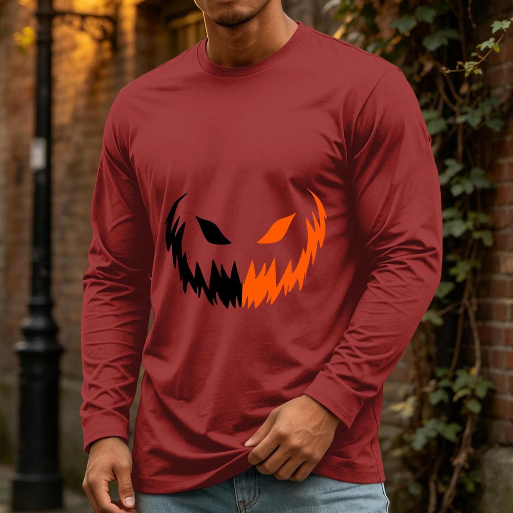 Men's Halloween Casual Long Sleeve Neck Shirt