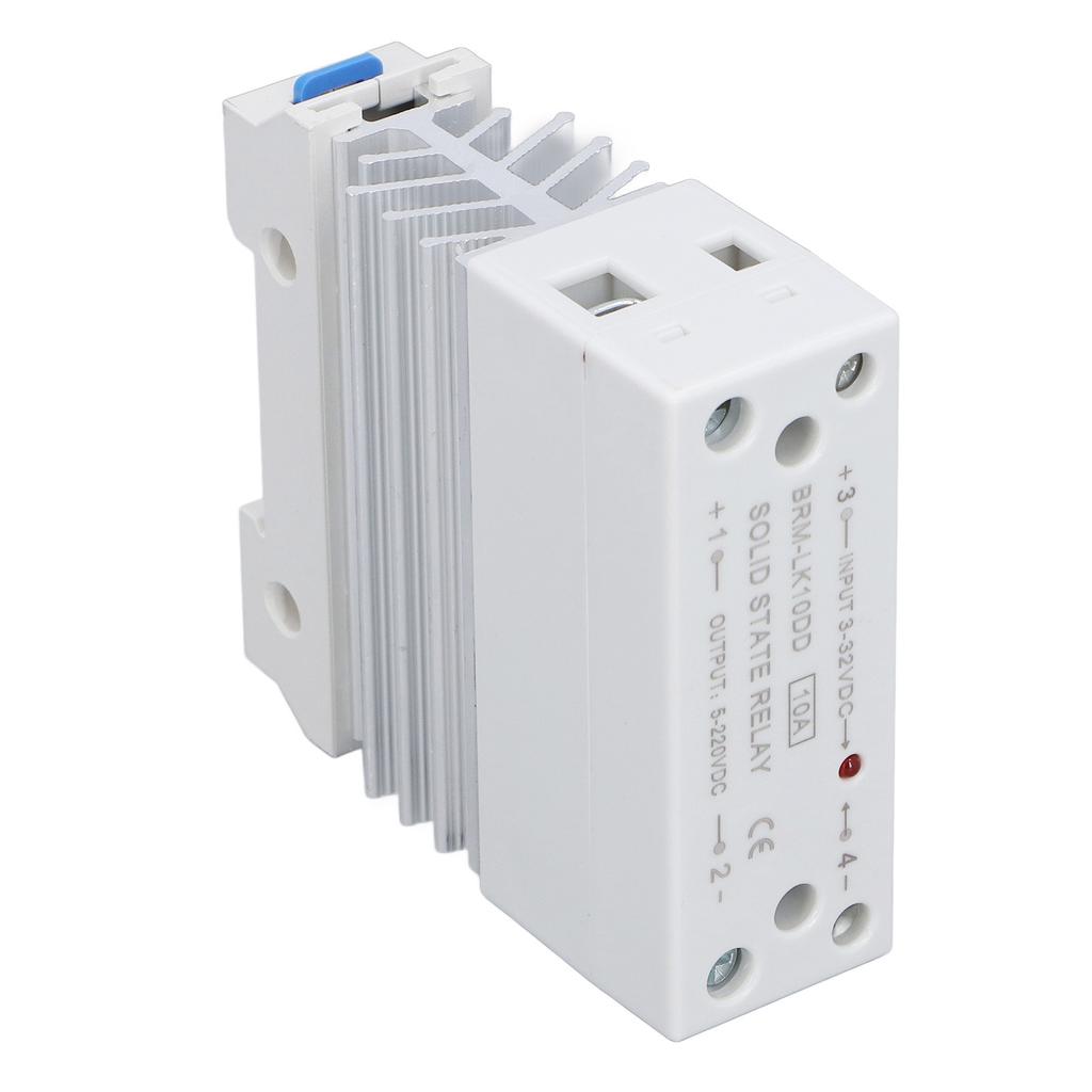 Solid State Relay DC to DC Input 3‑32V Output 5‑220V 10A Rail Single Phase SSR with Heat Sink