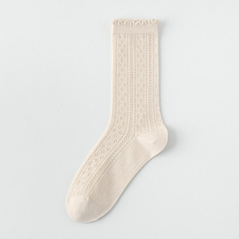 Female Summer Thin Breathable Mesh Boneless Loose Mouth In The Tube Stack Socks