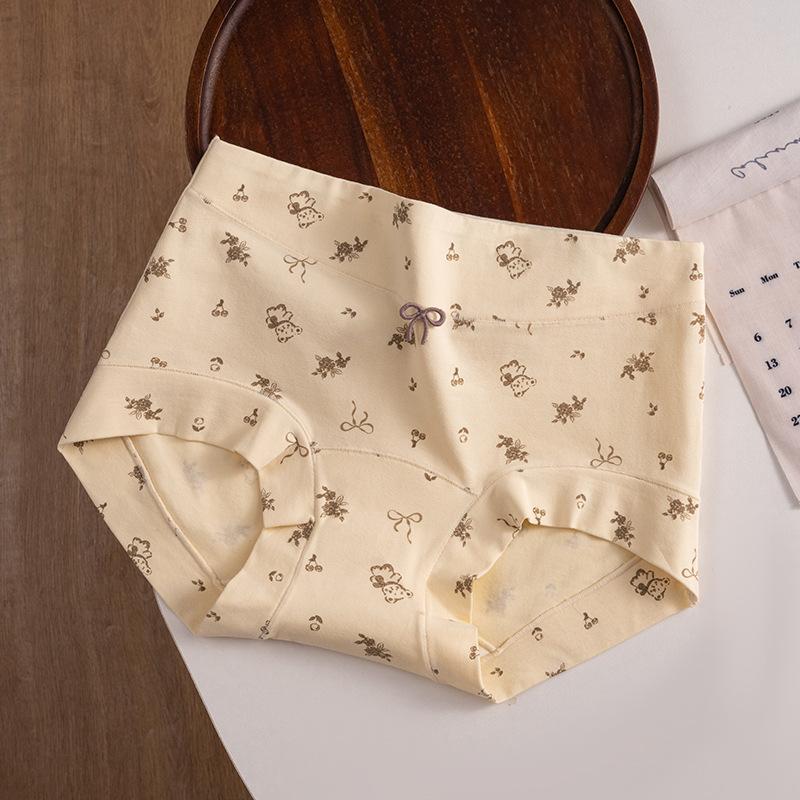 Girls Spring and Autumn Pure Cotton Floral Antibacterial Extended Package Hip Angle Underwear