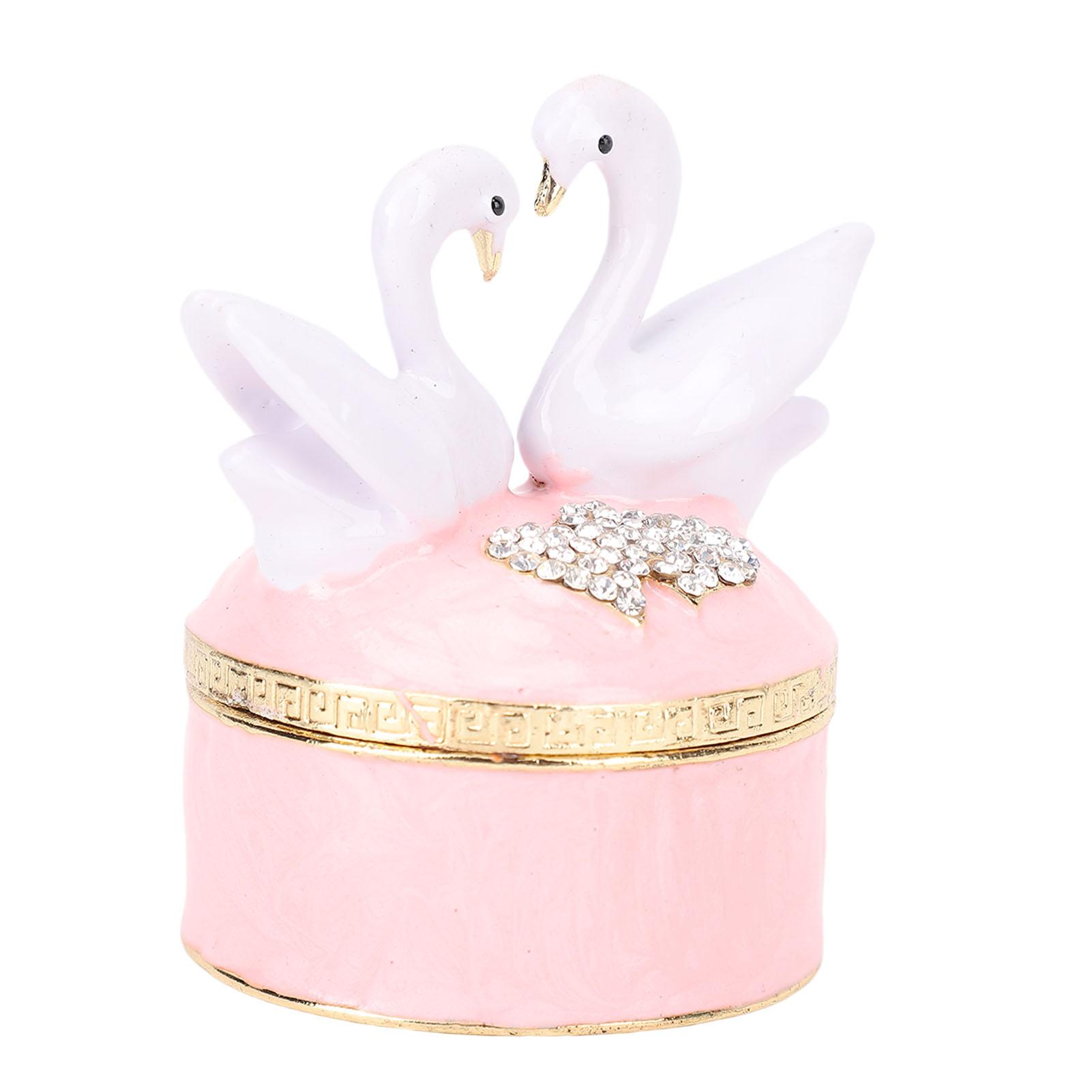 

Swan Jewelry Box Zinc Alloy Double Swan Decorative Rings Earrings Storage Holder for Birthday Parties