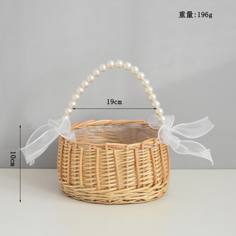 Portable Indoor Flower Basket Wedding Ornament Living Room Flower Arrangement Flower Floral Material Packaging Basket Rattan Weaving Handmade