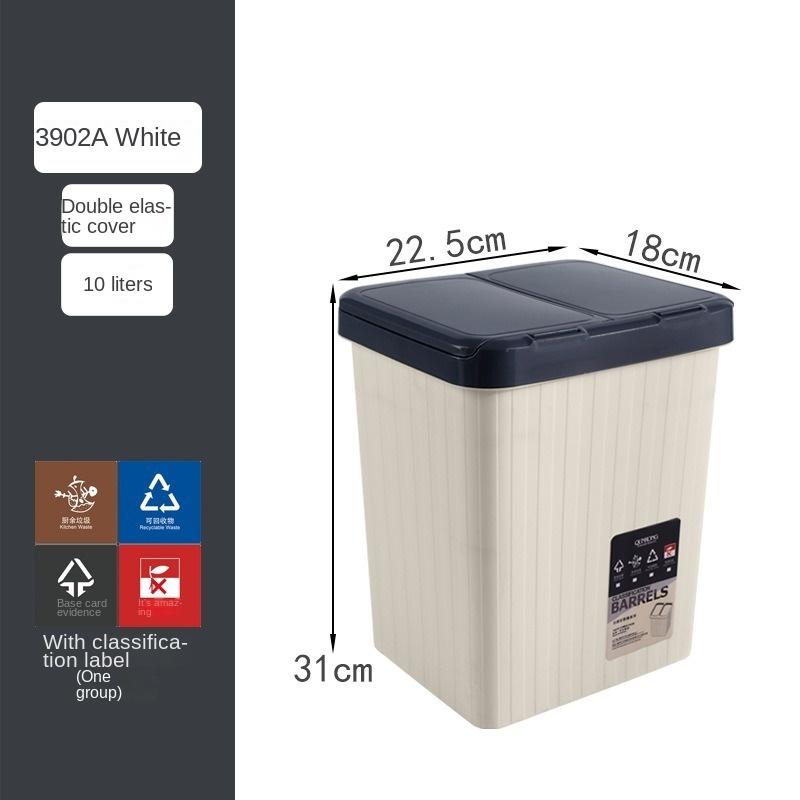 10LCreative Nordic Classification Trash Can Household Dry and Wet Separation Plastic Trash Bucket Office Press Ring Paper Basket