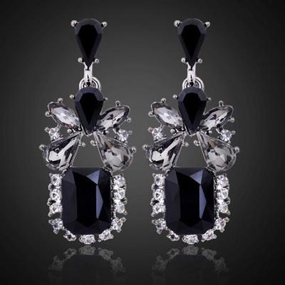Γυναικεία Vintage Μαύρα Τετράγωνα Σκουλαρίκια Waterdrop Zircon Eardrop Dangle Earrings Κοσμήματα