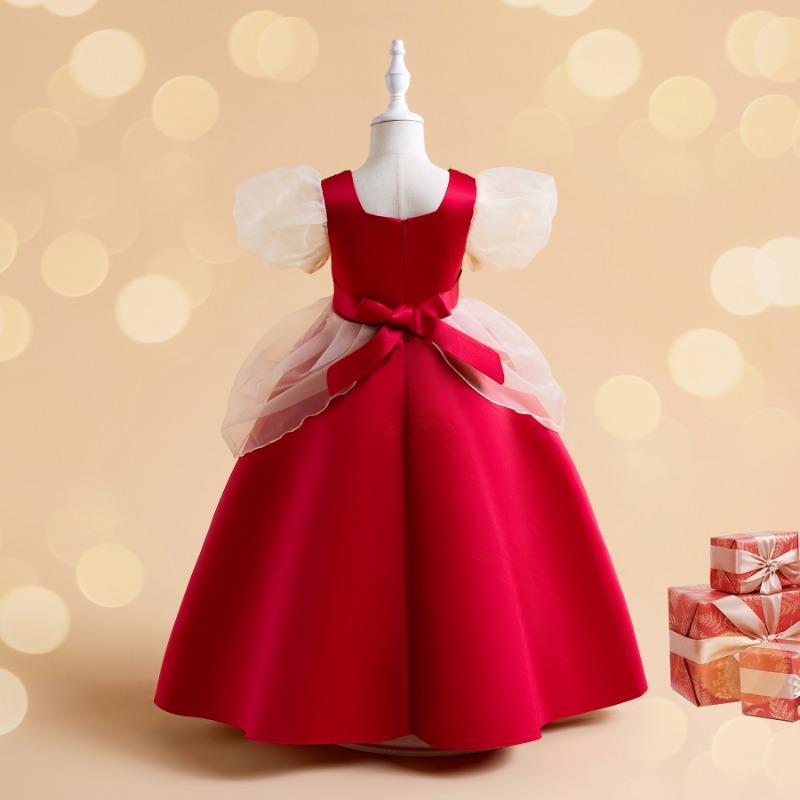 Vintage Royal Puff Sleeve Big Kids Girls Princess Long Formal Dress Gown