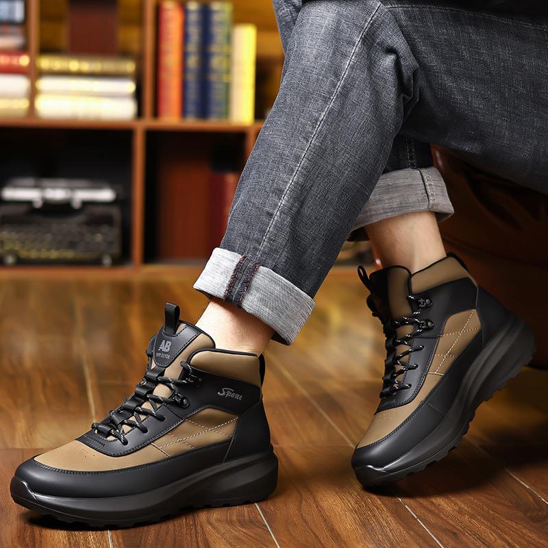 New Leather Sneakers Comfortable Men's Basic Boots Outdoor Male Hiking Shoes Treking Footwear Luxury Brand Winter Snow Boots