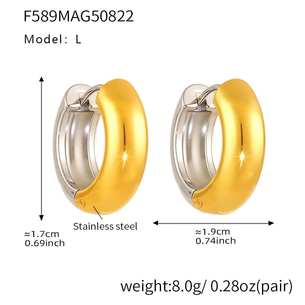 Qiong Yao 18K Gold Plated Stainless Steel Hoop Earrings - Simple, Fashionable Women's Jewelry