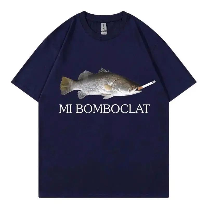 

Funny Mi Bomboclat Fish Meme Short Sleeved T-shirt for Male and Female College Students Couple Outfit Pure Cotton TEE XXXL