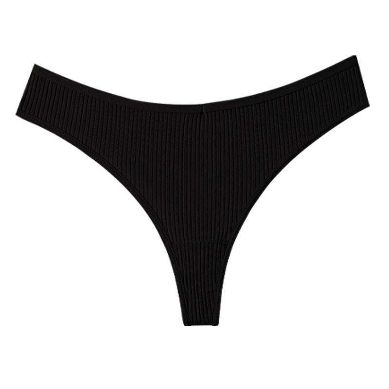 Low Waist Plus Size Solid Color Panties Breathable Sports Triangle Women’s Thong Panties