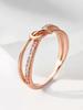 Bague double nœud en argent 925 personnalisée délicate dorée pour femme Fête d'anniversaire Créativité Haute Qualité Bijoux Fins
