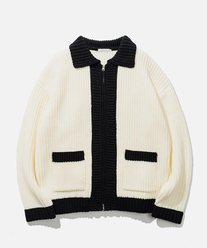 Vastic Colorway Zip-Up Knit_White / Black