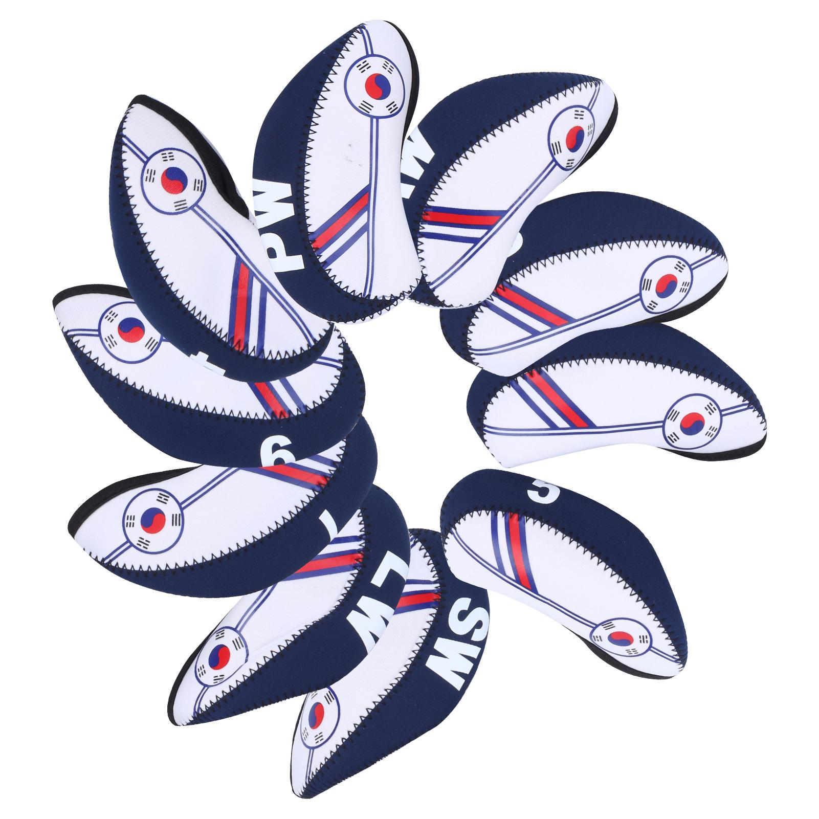 

10Pcs Golf Irons Cue Headcover Club End Protector Korea National Flag Color Mixing