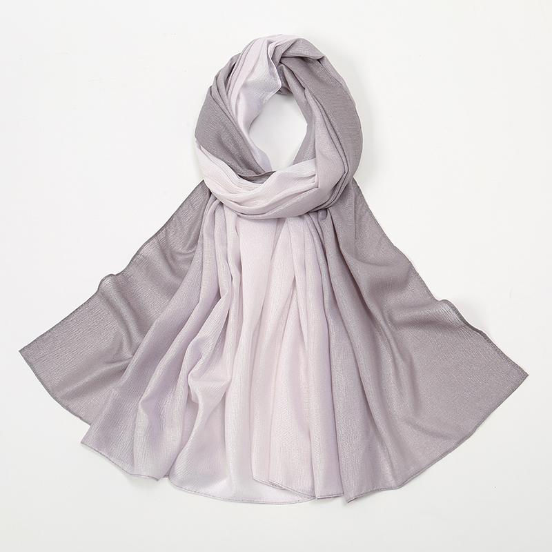 Women Glitter Shiny Hijab Scarf Gradient Shawls Muslim Ombre Turban Islam Ladies Shimmer Elegant Stole Gradient Shawl Tippet
