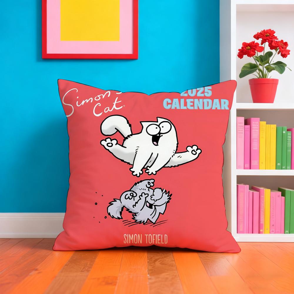 Heiß-Cartoon S-Simons-Katze Kissenbezug Plüschstoff Weich Zweiseitig Bedruckt Sofa Warm Winter Heimgeschenk Kissenhülle