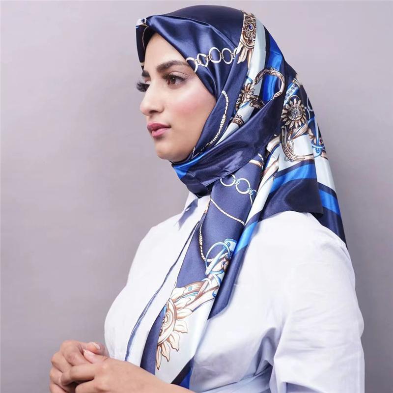 90*90cm Casualowa Moda Drukowana Flora Kwadratowe Szale Szaliki Satynowa Damska Chustka Apaszka Damska Opaska na Głowę