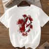 Men and Women Japanese Kitsune Fox Mask Sakura Cherry Blossom Graphic T-Shirt Black Red Floral Print Men Clothing