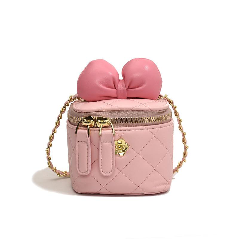 Chic Elegant And Girls Mini Handbag Featuring A Fashionable Bow And Chain Strap