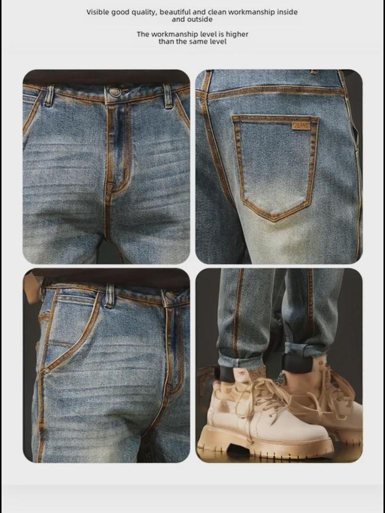 Jean fuselé à jambe droite pour homme: Pantalon décontracté tendance, ample et polyvalent pour l'automne/hiver.