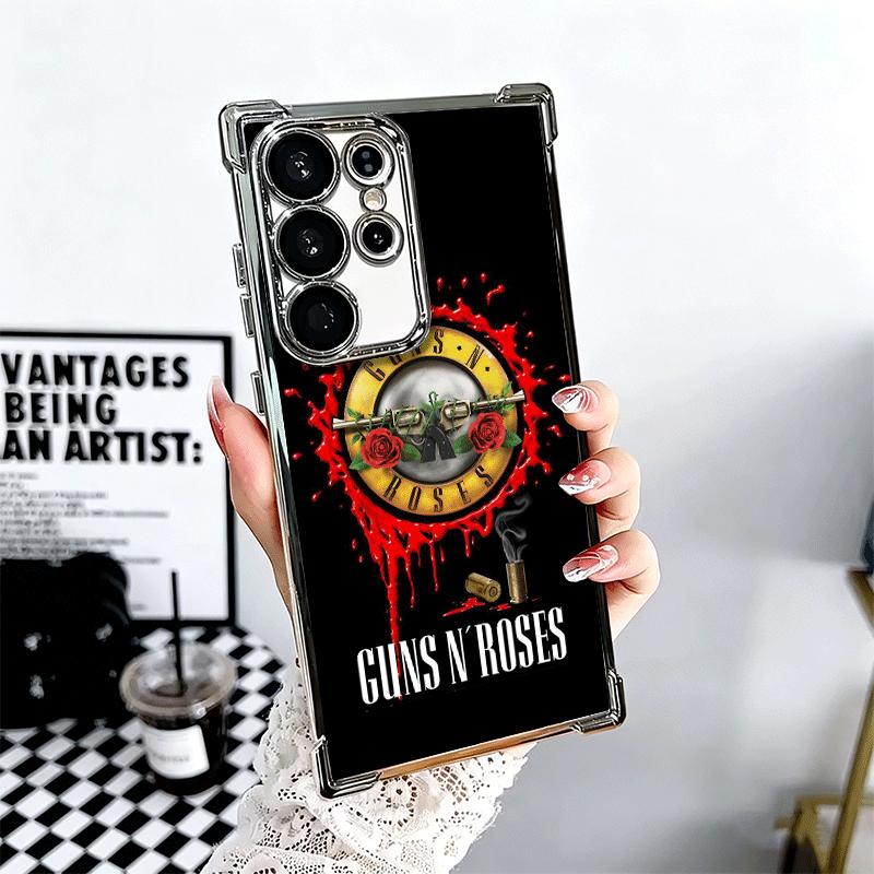 Band G-Guns N R-Roses Plating Phone Case For Samsung Galaxy S24 S25 FE S26 Edge S23 Ultra S22 S21 Plus S20 Anti-Fall Airabag Cov