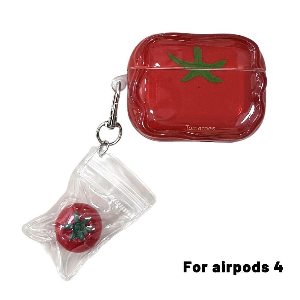 Transparent Red Fruit Airpods Pro 2/1 Earphone Case Tomato Pendant Case Cover for AirPods 1 or 2 3 4 AirPods Pro Pro 2