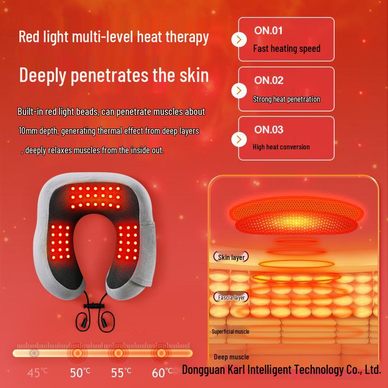 Electric Heated U-Shaped Memory Foam Neck Pillow for Travel & Office