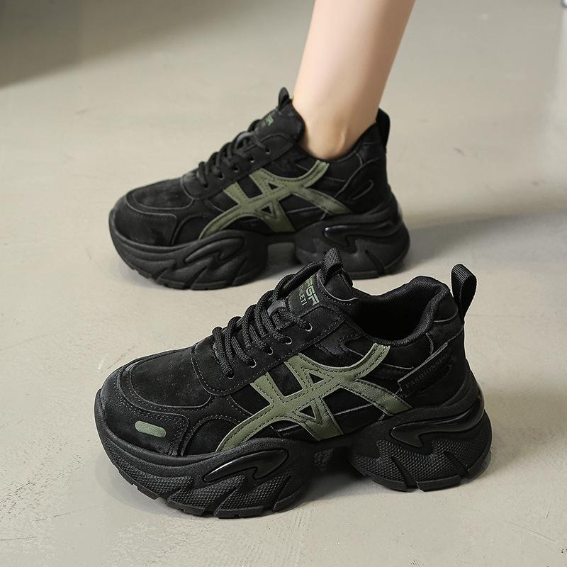 Color matching thick-soled comfortable and versatile inner height-increasing dad shoes for women's 2025 autumn new mesh breathable sports and leisur