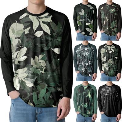 Men's Fashion Printed Raglan Long Sleeve Sports Top