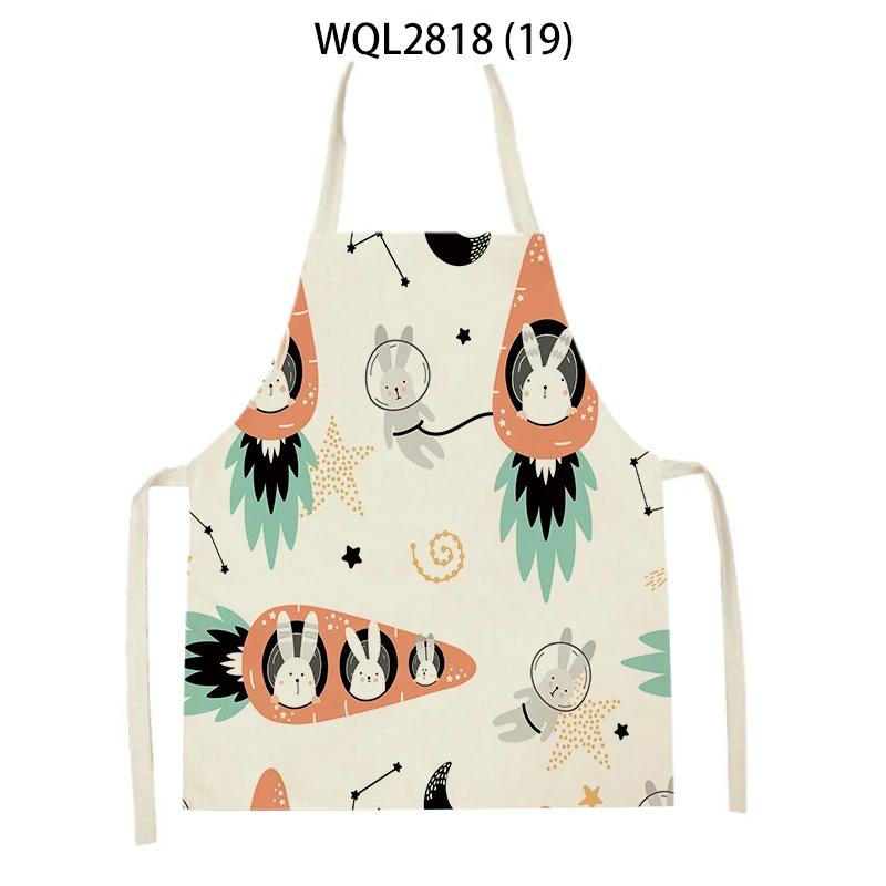 Cute Dog Cat Sheep Cattle Bear Animal Print Kitchen Aprons Women Men Linen Sleeveless Antifouling Apron Cooking Baking Waist Bib