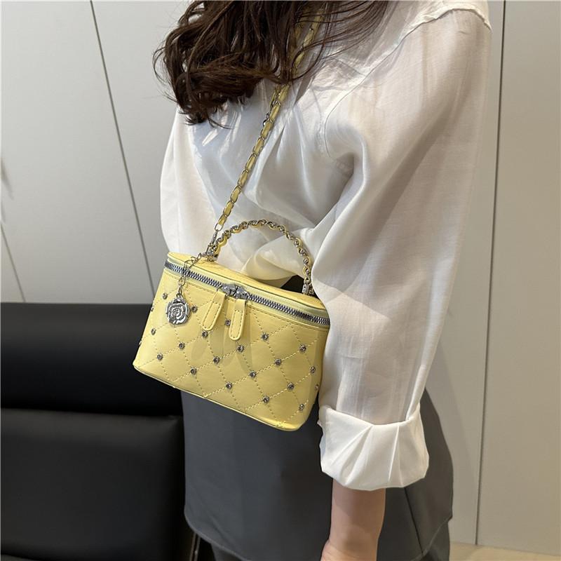 Mini Box Chain Bag With Zipper Closure For Daily Street Style Fashion