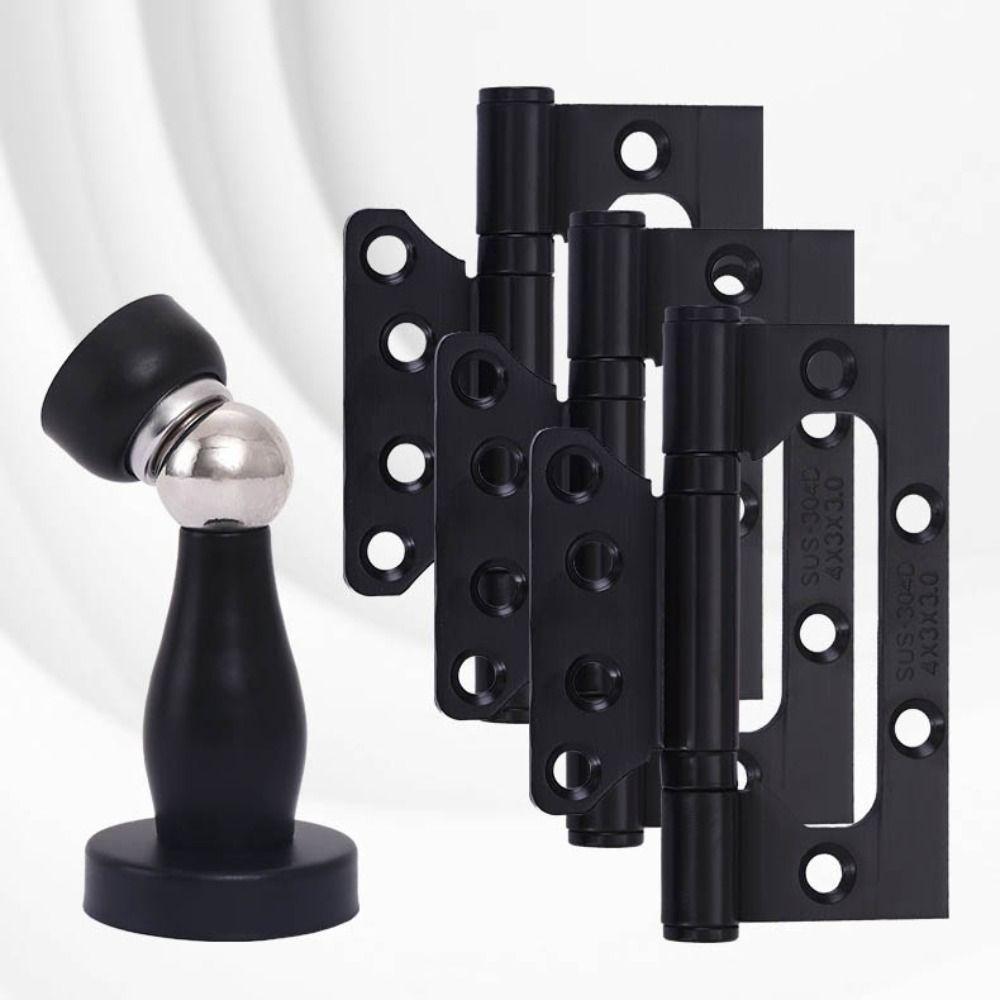 Useful 304 Stainless Steel Stainless Steel Hinge 3+1 Set 4 Inches Door Stopper Hinge Set Small Flat Door Hardware Wooden Door