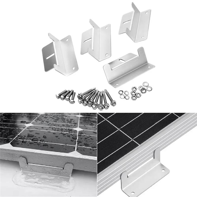 Roof Mounting Z-Style Solar Panel Bracket Kits 8PCS Photovoltaic Panel Z-Bracket Stand For Car Boat RV Yacht Black
