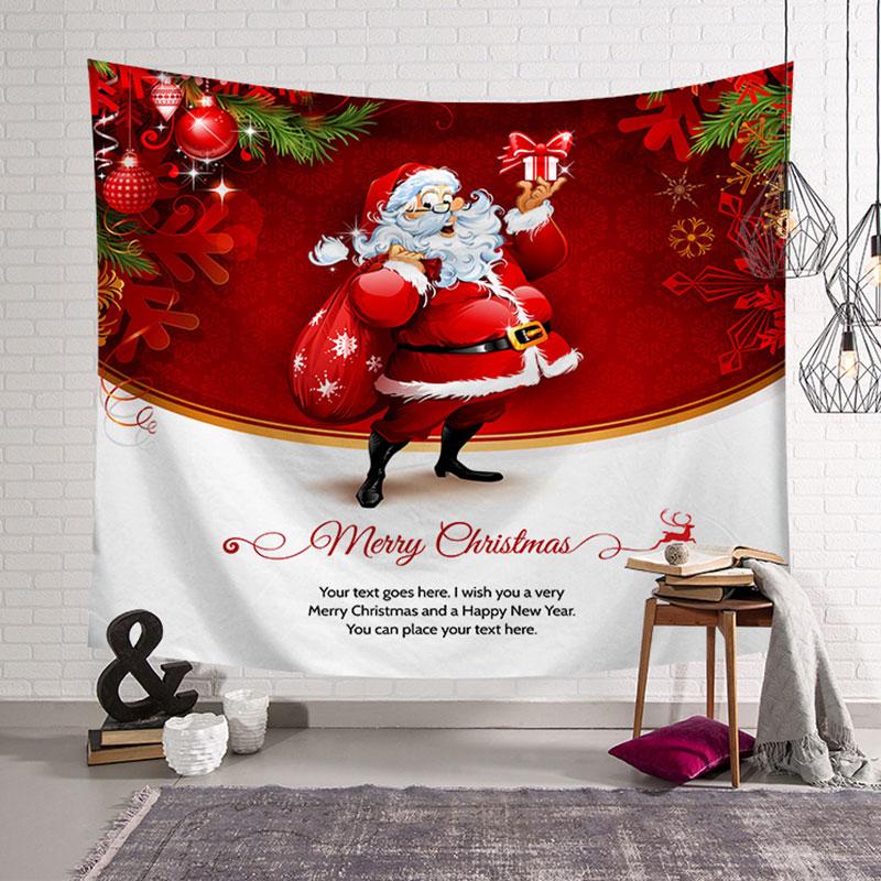 Merry Christmas Santa Claus Gift Decoration Print Pattern Tapestry Home Living Room Bedroom Decoration Wall Hanging Tapestry