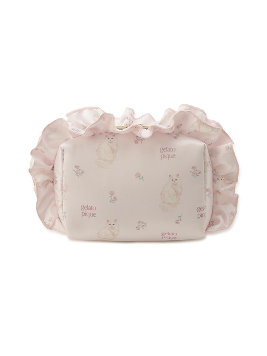 Gelato Pique Flower Cat Print Pouch PWGB261604 Pink Free Size Women s