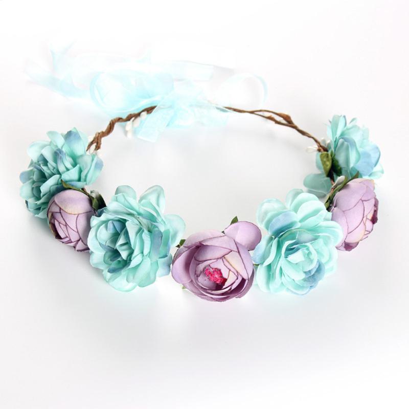 Simulate Flower Garland Headband Floral Head Wreath Wedding Party Headwear Photo Prop
