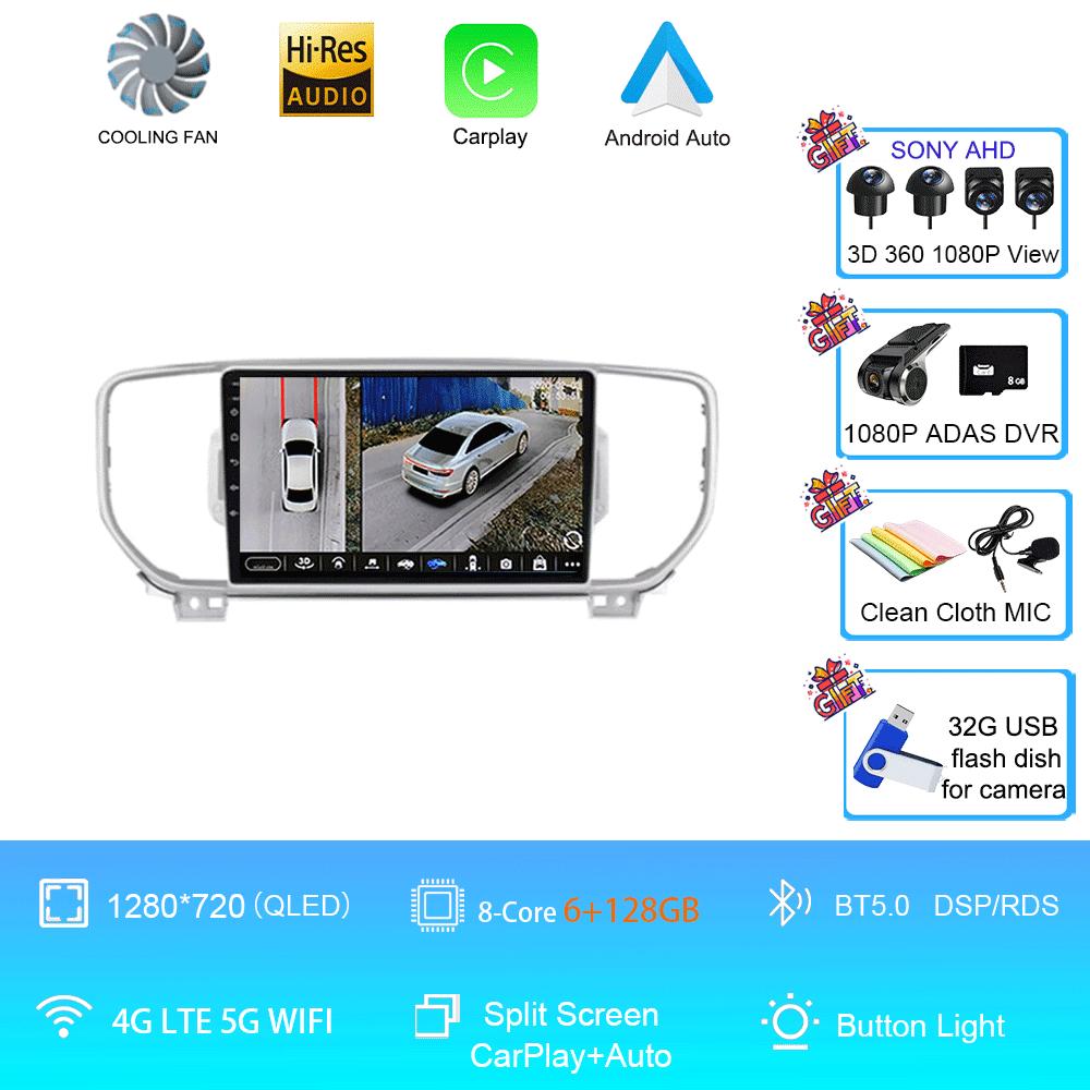 Android 14 Car Radio Carplay+Auto For KIA Sportage 4 KX5 2016 - 2018 Multimidia Video Player Navigation GPS Stereo 360 Camera BT
