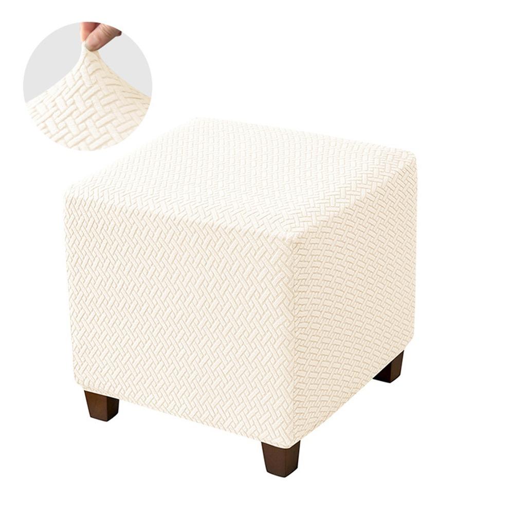 

New Solid Color Jacquard Ottoman Cover Velvet Elastic Square Stool Cover T-Shape Soft Footstool Case Living Room бежевий
