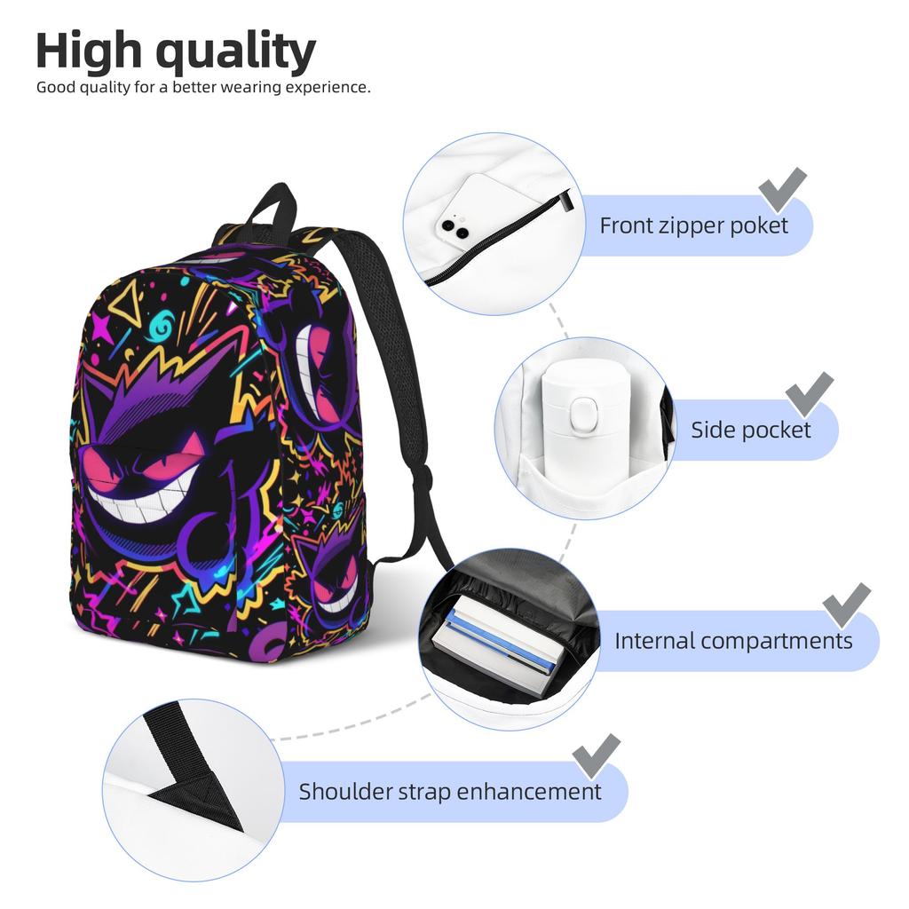 Fashion Pokemon Backpack  Mochilas Daily Travel Zipper Closure Rucksack
